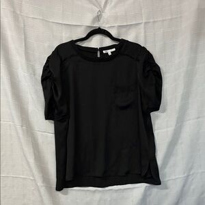 DR2 Black Women's Blouse with Puff Sleeves
